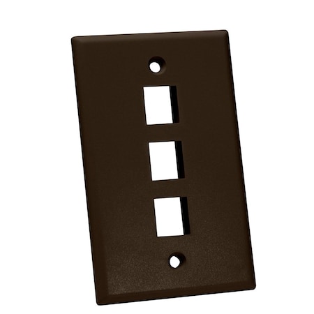 Quest Technology International Keystone Wall Plate, Single-Gang - 3 Ports, Brown NFP-1033